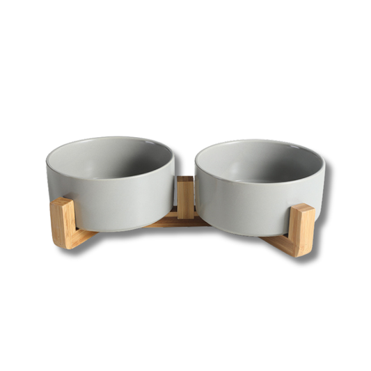 Comedero ceramico gris